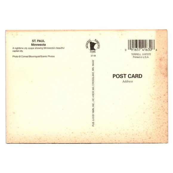 Vintage St Paul Minnesota Capital City Nighttime Skyline Postcard Travel Tourism - Picture 2 of 2